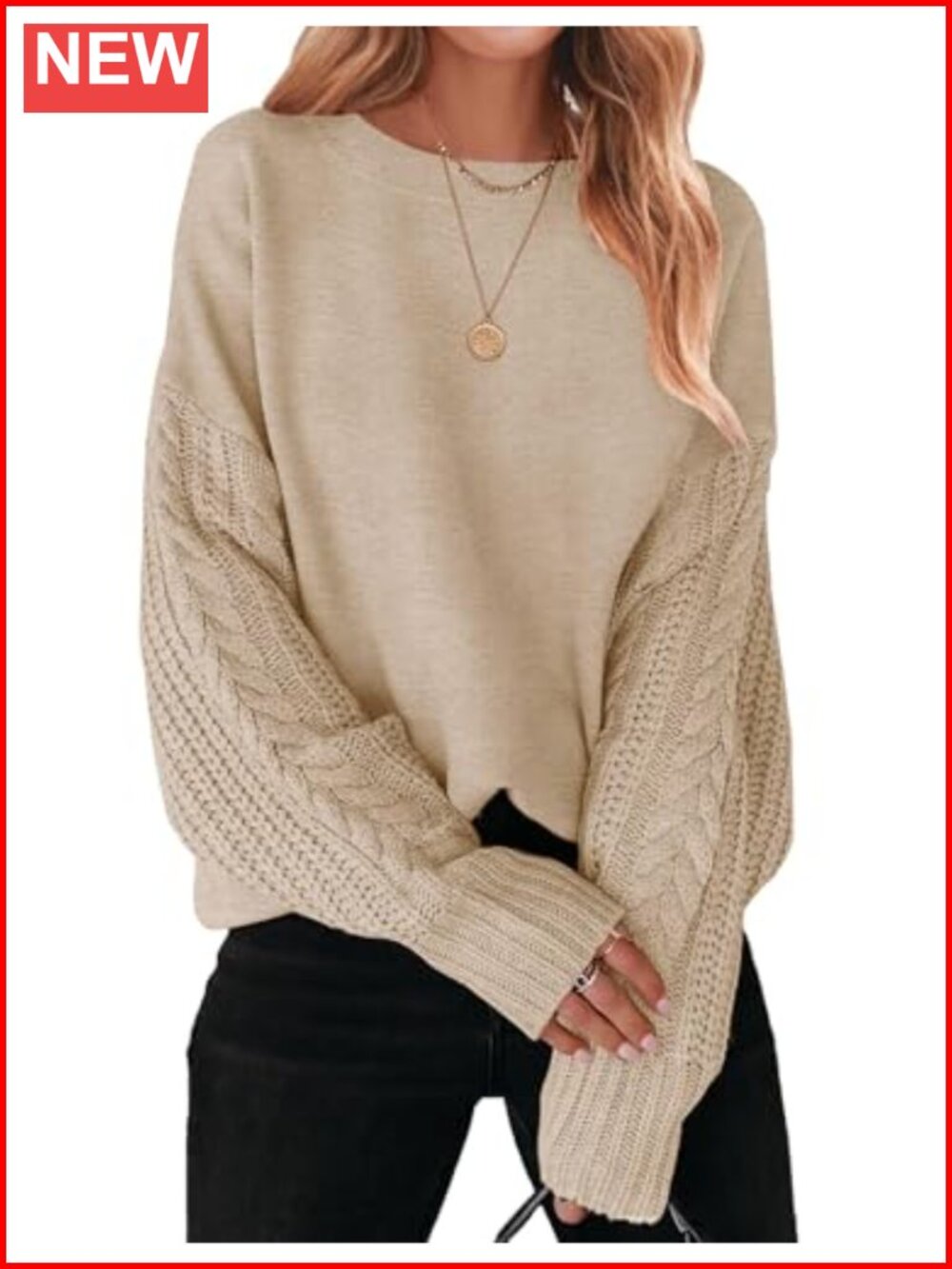 Cable Knit Oversized Tunic Sweater Long Sleeve Pullover